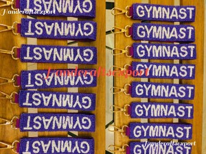 Personalized Gymnast Beaded Wristlet Keychain, Handmade Gymnastics Gift, Custom Sports Key Fob, Team Gift for Gymnast, Seed Bead - Product Image 2