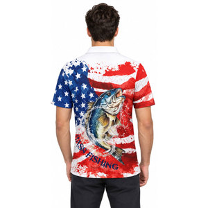 American Flag Bass Fishing Polo <b>Shirt</b> <b>Men</b> Quick Dry UPF 50 Polyester <b>Print</b> Fishing Wear - Product Image 5