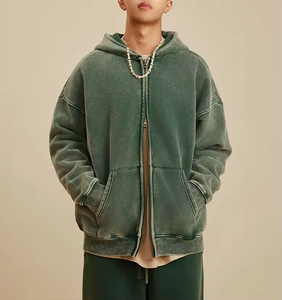 Wholesale <b>Men's</b> Mineral Washed Full Zip Heavyweight Fleece <b>Hoodie</b> Custom Oversized Streetwear <b>Hoodie</b> Custom Made By Twin <b>City</b> - Product Image 2