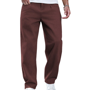 <b>Mens</b> Brown Straight Leg Denim Jeans Casual Loose Fit Cotton Pants Classic Everyday Comfort Fashion <b>Trousers</b> Vintage Style - Product Image 1