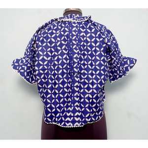 เสื้อคลุมชายหาดผู้หญิงลายดอกไม้สุดน่ารักทันสมัย คอทรงโอ แขนสั้นพองๆ ทรงปล่อยชาย  ลำลอง เรียบร้อย ซักได้ - Product Image 6