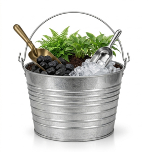 4.25 Gallon Galvanized Iron Pail Metal Ribbed Planter with Handles - Product Image 5