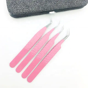 Venta al por mayor Etiqueta Privada 45 90 grados en forma de L pinzas de punta de fibra extensión de pestañas volumen pinzas de pestañas herramienta de belleza - Product Image 1