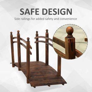 Puente de Jardín de Madera de Abeto Carbonizado de 7.5 Pies con Barandillas Laterales para Patios, Jardines y Arroyos - Ideal para Paisajismo y Terrazas - Product Image 5