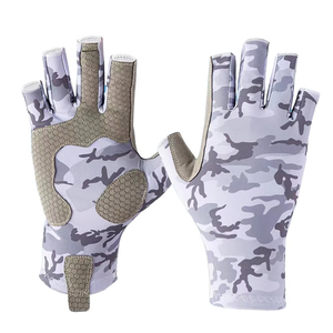 Guantes de Pesca de Cuero Personalizados al por Mayor, sin Dedos, Protección Solar, Cierre de Gancho y Bucle, Impresión Reflectante, Unisex - Product Image 3