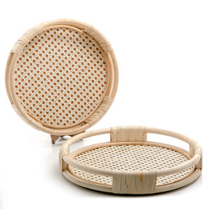 Round Wicker Rattan <b>Tray</b> Home Decor Bathroom <b>Vanity</b> Container Towels Bathing Accessories <b>Trays</b> - Product Image 6