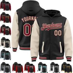 Chaqueta de Béisbol Personalizada para Mujer, Negra, Estilo Universitario, con Capucha y Letras, Estilo Bomber, Personalizada para Senderismo - Product Image 1