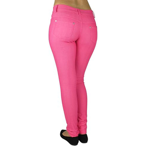 Jeggings roses skinny pour femmes, taille mi-haute, extensibles, décontractés, effet délavé, grandes tailles, pour adultes, prix de gros - Product Image 5