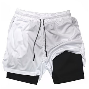 <b>Mens</b> 2-in-1 Athletic <b>Shorts</b> with Black <b>Compression</b> Liner - Thickened Drawstring Waist Gym Running <b>Shorts</b> - Product Image 1
