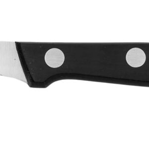 Couteaux à éplucher à lame courbée avec manche noir et deux rivets, bord de coupe argenté pour l'épluchage des fruits, la découpe des légumes et l'utilisation en cuisine - Product Image 4