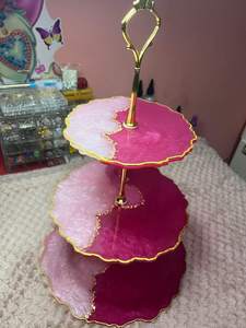 Support à gâteaux 2 étages en résine écologique de qualité supérieure pour anniversaires, mariages, présentation de cupcakes, pâtisseries et fêtes - Product Image 6