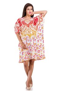 2026 Brown Handmade Tie Dye <b>Kaftan</b> Women's Free Size Natural <b>Summer</b> Floral Digital Printed Maxi Dress Bohemian Hippie Style - Product Image 3