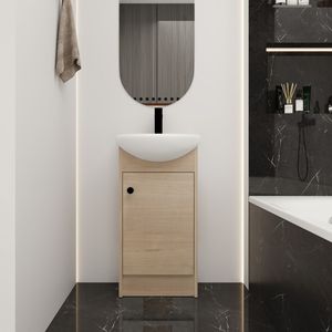 Mobile bagno freestanding da 18 pollici con lavabo integrato, soluzione per spazi ridotti (confezione KD) G BVB02218PLO - Product Image 6