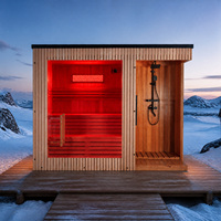 Sauna extérieur en cèdre rouge, sauna carré à vapeur pour 3-4 personnes, chauffé au bois, vente en gros, spa avec option de luminothérapie rouge et Wi-Fi intelligent
