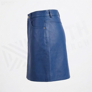 Women High Waist A-Line Faux <b>Leather</b> <b>Mini</b> <b>Skirt</b> Solid Color With Pockets Shiny Design All Seasons Wear - Product Image 3