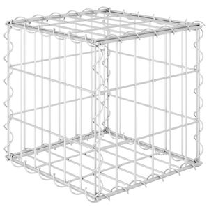 Fioriera Rialzata in Gabion Resistente 30x30x30 cm per Composizioni Estive con Filo in Acciaio Argentato - Product Image 2