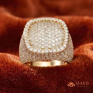 Anillo de Plata Chapado en Oro con Moissanita y Zirconia Cúbica, Estilo Hip Hop, para Hombre, Aniversario - Product Image 5