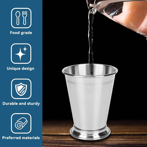 Vaso Julep para Bebidas, Diseño Elegante, Acero Inoxidable Puro, Nuevo Estilo, Vasos Martillados para Julep de Menta, Accesorios para Bar - Product Image 2