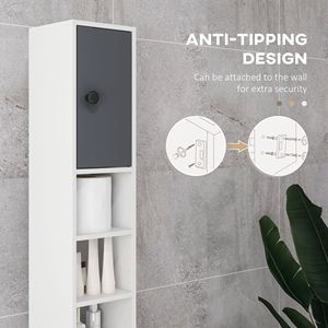 Armoire de salle de bain grise de 71 pouces avec étagères ouvertes et 2 compartiments réglables, idéale pour l'entrée ou l'hôpital, pour le rangement du papier toilette - Product Image 5