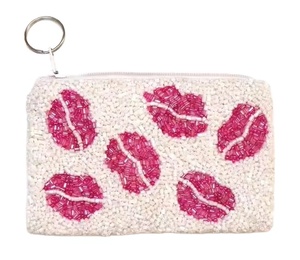 Porte-monnaie miniature perlé fait main, vintage, antivol, compact et élégant, avec fermeture éclair, motif coucher de soleil, pour femme - Product Image 1