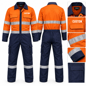 <b>Mens</b> Industrial Work Coveralls Long Sleeve Utility <b>Jumpsuit</b> Cotton Mechanic Workwear With Chest Pockets - Product Image 1