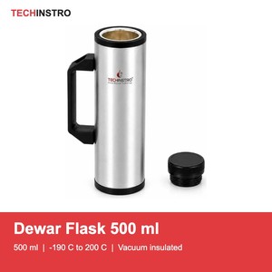 Vaso Dewar de Nitrógeno Líquido de 0.5 L, Vaso Criogénico de Acero Inoxidable con Aislamiento al Vacío y Asa Lateral TECHINSTRO - Product Image 2