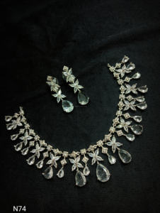 Classic American Diamond <b>Bridal</b> Jewelry <b>Set</b> Two-Piece <b>Necklace</b> <b>and</b> <b>Earrings</b> for Wedding Fashionable Classic Style - Product Image 4