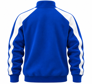 Sudadera polar personalizada al por mayor para hombre con cremallera de un cuarto, cuello alto, rayas en contraste en los hombros, paneles, jersey de otoño, OEM - Product Image 2