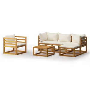 Set Lounge da Giardino in Legno Massello di Acacia Crema, Design Modulare Standard - Product Image 2