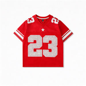 Camiseta de Fútbol Personalizada con Pedrería para Mujer, Número 23 Brillante, Camiseta Deportiva, Top de Fútbol Americano para Ropa Urbana - Product Image 2