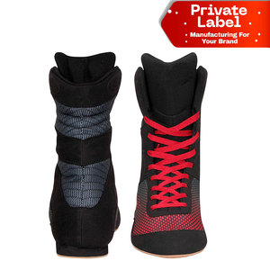 Zapatos de Boxeo Tradicionales con Cordones, Ajuste Seguro, Botas Profesionales para Ring, Ajuste Amplio, Zapatos de Boxeo Cómodos con Suela Plana para Lucha Libre y Figuración - Product Image 1