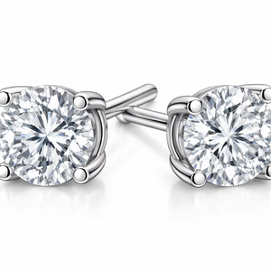 Pendientes de Diamantes con Plata 925 y Baño de Rodio, Diseño Moderno de Cuatro Puntas, Joyería Fina para Mujer, Certificados para Compromiso, Boda o Aniversario - Product Image 1