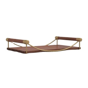 Bandeja de madera decorativa de alta calidad con asas de hoja de oro fundido Los mejores precios Bandejas de servicio de venta caliente - Product Image 3