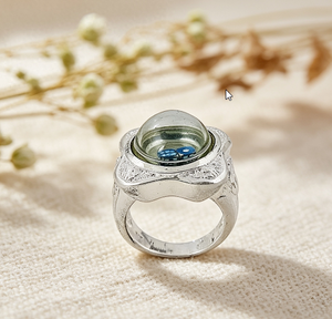 Bague fine élégante en verre de jeu en argent sterling 925 Bijoux uniques - Product Image 1