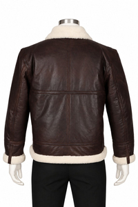 Blouson Aviateur Homme en Cuir Véritable avec Doublure en Fausse Fourrure, Fermeture Éclair, Imperméable, Respirant, Style Moto Hiver, Épais et Chaud - Product Image 4