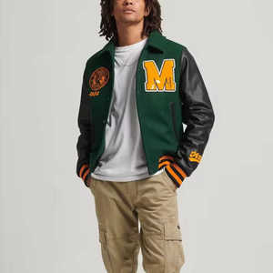 แจ็คเก็ตเบสบอล Letterman สตรีทแวร์ปักโลโก้ตามสั่งแบบใหม่มาแรง ขายดี แจ็คเก็ต Varsity ปักลาย Chenille แบบครอป - Product Image 3