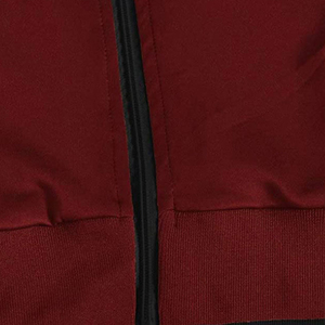 Ensemble de survêtement rouge uni pour homme, manches longues, fermeture éclair, col montant, sportif, respirant, coupe régulière, pour l'automne, avec poche latérale - Product Image 6