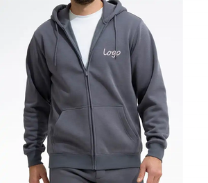 Sweats à capuche avec fermeture éclair complète Sweat à capuche avec fermeture éclair en coton polaire de haute qualité Sweat à capuche brodé personnalisé avec fermeture éclair - Product Image 1
