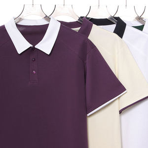 Camiseta de Lujo para Hombre, en Oferta, de Manga Corta, Color Sólido, Cuello de Botones, Cuello en Contraste Tejido, Talla Grande - Product Image 5