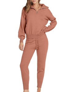 Nuevas llegadas: Conjuntos deportivos transpirables para mujer, conjunto de dos piezas para hombre, chándal ligero con capucha y media cremallera, 100% algodón. - Product Image 2