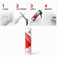 Scellant adhésif en silicone neutre pour usage en construction, exceptionnellement imperméable, résistant aux intempéries, anti-moisissure