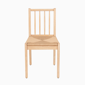 Chaise en bois massif de haute qualité avec dossier en tige, assise en corde de papier naturelle, fabriquée à la main, pour la maison et la salle à manger - Product Image 2