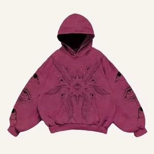 เสื้อฮู้ดดี้สีน้ำตาลตัวใหญ่ ตกแต่งด้วยลายปัก ICE แบบ Patchwork ความยาวครอป สไตล์สตรีทแวร์สำหรับผู้ชายช่วงฤดูใบไม้ร่วง - Product Image 4