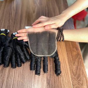 Extensiones de Cabello Humano Rizado y Voluminoso de Venta Caliente, Cabello Vietnamita Virgen con Cierre de Encaje HD, Pelucas con Frente de Encaje - Product Image 2