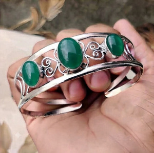Pulsera Ajustable de Ónix Verde Natural y Plata de Ley 925, Joyería Artesanal con Piedras Preciosas, Venta al Por Mayor - Product Image 3