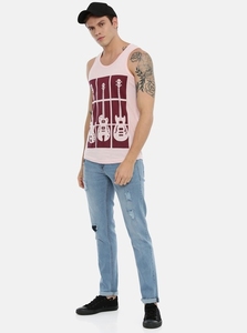 Débardeur rose sans manches pour homme, col rond, couleur unie, tricoté, coupe décontractée - Product Image 3