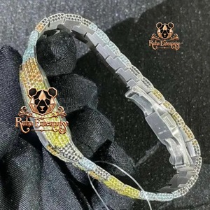 Montre mécanique vintage de luxe en diamant moissanite de qualité supérieure, unisexe, style hip-hop, analogique, verre, bracelet en acier inoxydable - Product Image 6