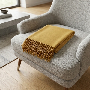 Plain Throw Yellow Woven Soft Fabric Solid Long Lightweight Decorative Throw Blanket Home Textile Scarves <b>Shawls</b> Sofa Coverlet - Product Image 5