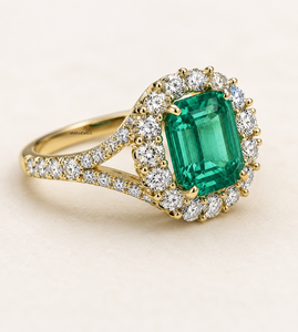 <b>Emerald</b> Cut Green Gemstone Statement <b>Ring</b> with Diamond Accents for Women 10K 14K 18K Gold 925 935 <b>Silver</b> Fine Jewelry - Product Image 4
