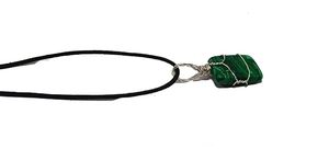 Pendentif rectangulaire en malachite polie avec fil enroulé, breloque pour la fabrication de bijoux et colliers - Product Image 2